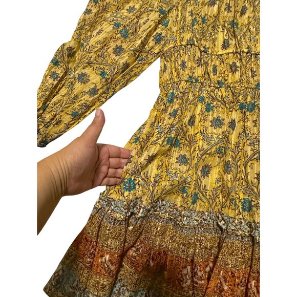 ULLA JOHNSON Val Gathered Printed Cotton-blend Mini Dress In Yellow, NWT - Picture 13 of 16